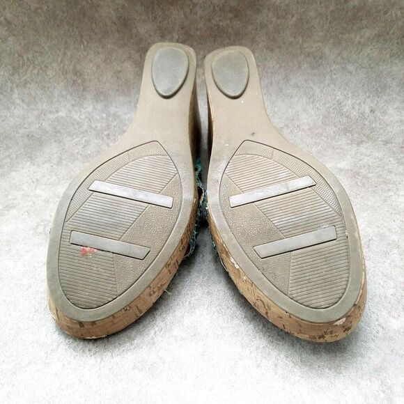 Fashion Bug Womens Snake Sz 9.5 M Blue Open Toe Slide 4" Wedge Sandals - Picture 12 of 12